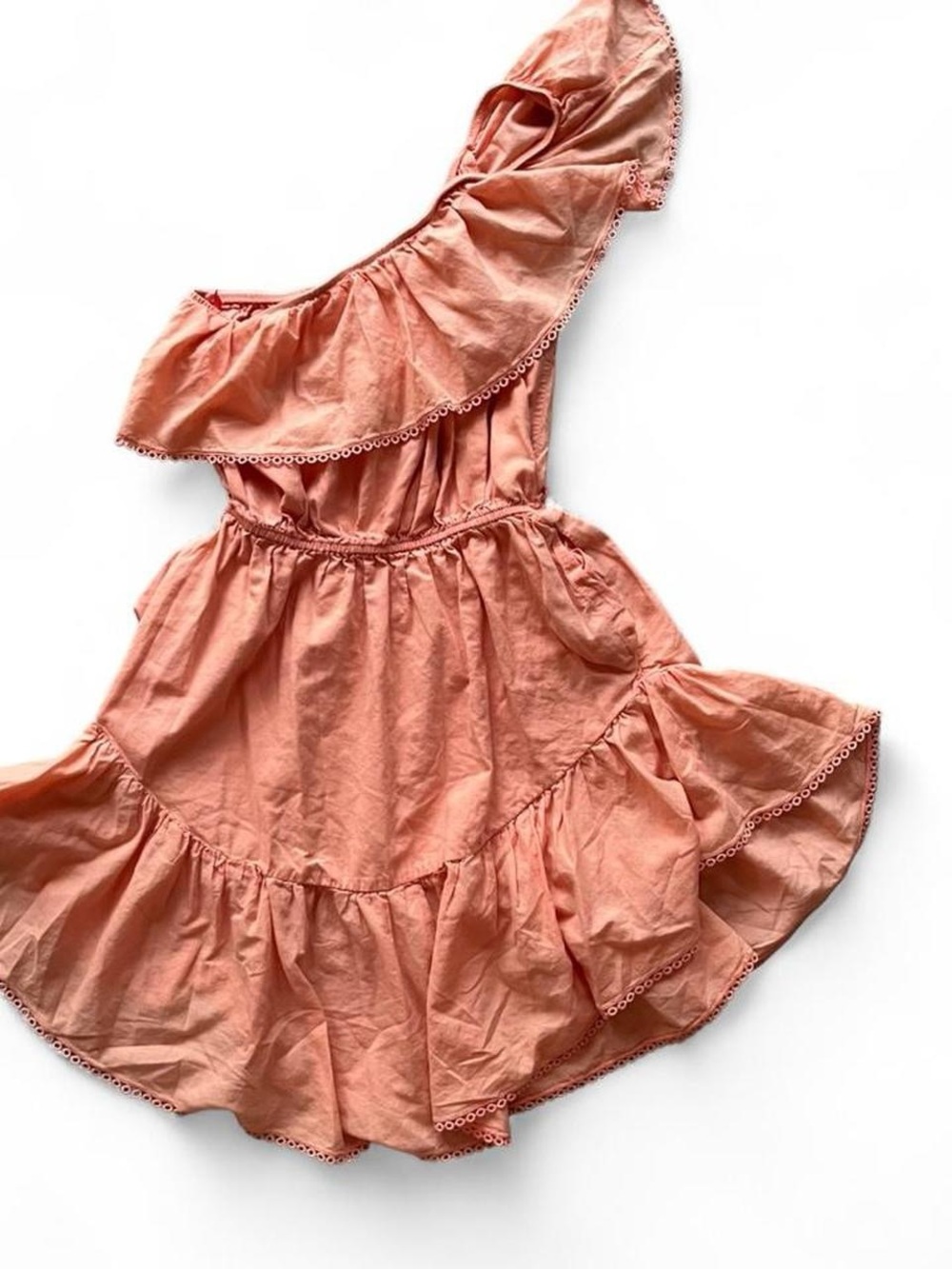 One-Shoulder Ruffle Free people Dress in Coral